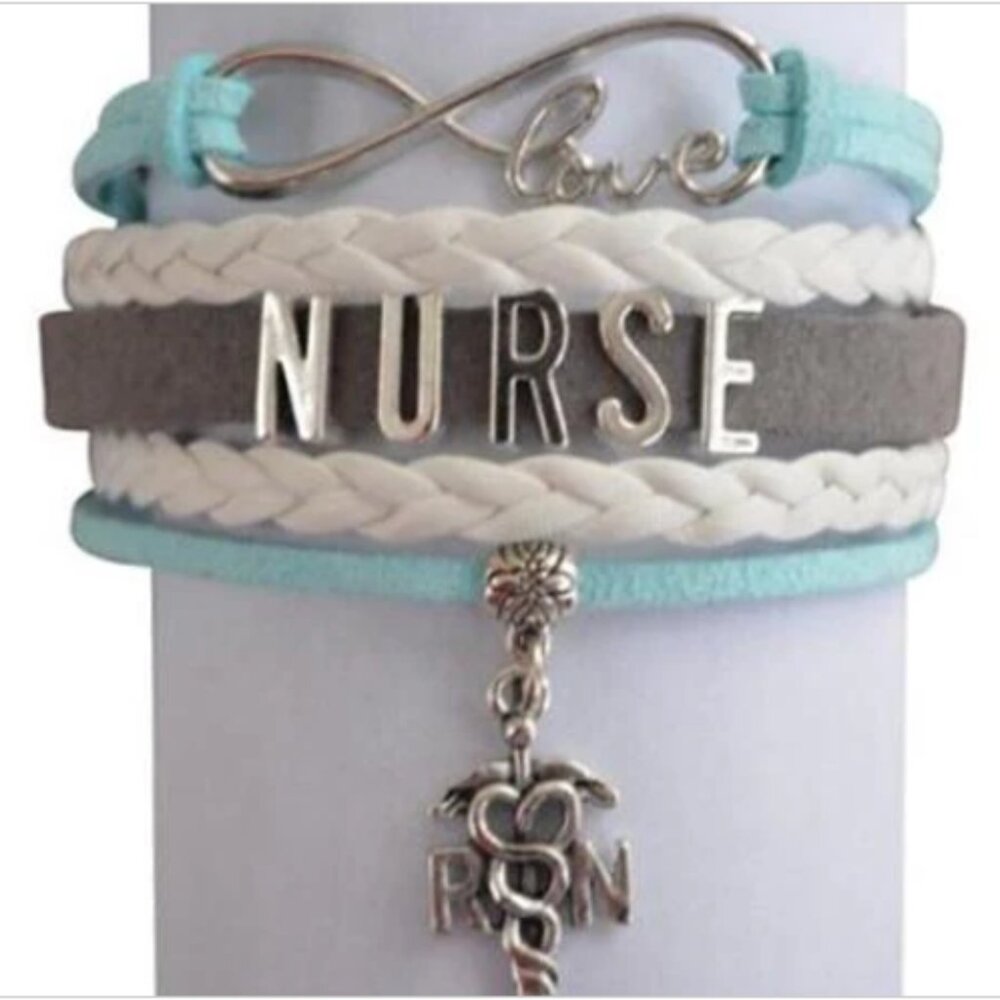 Nurse Infinity Bracelet - Teal/Gray